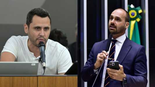 O senador Cleitinho (Republicanos-MG) e o deputado federal Eduardo Bolsonaro (PL-RJ).
