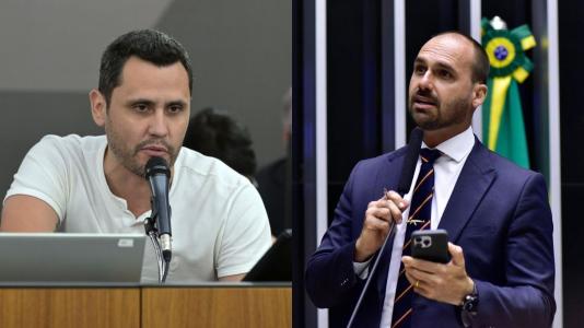 O senador Cleitinho (Republicanos-MG) e o deputado federal Eduardo Bolsonaro (PL-RJ).