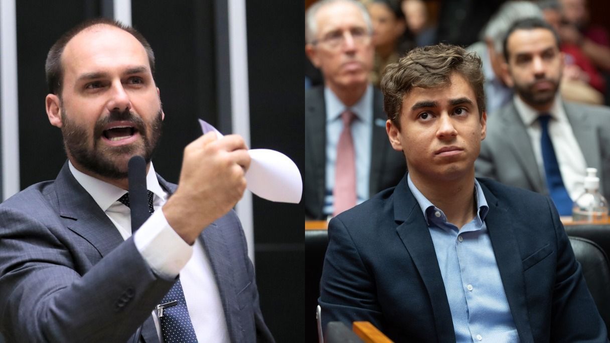 Após ser alvo de 'fogo amigo', Nikolas elogia atuação de Eduardo Bolsonaro contra Moraes nos EUA