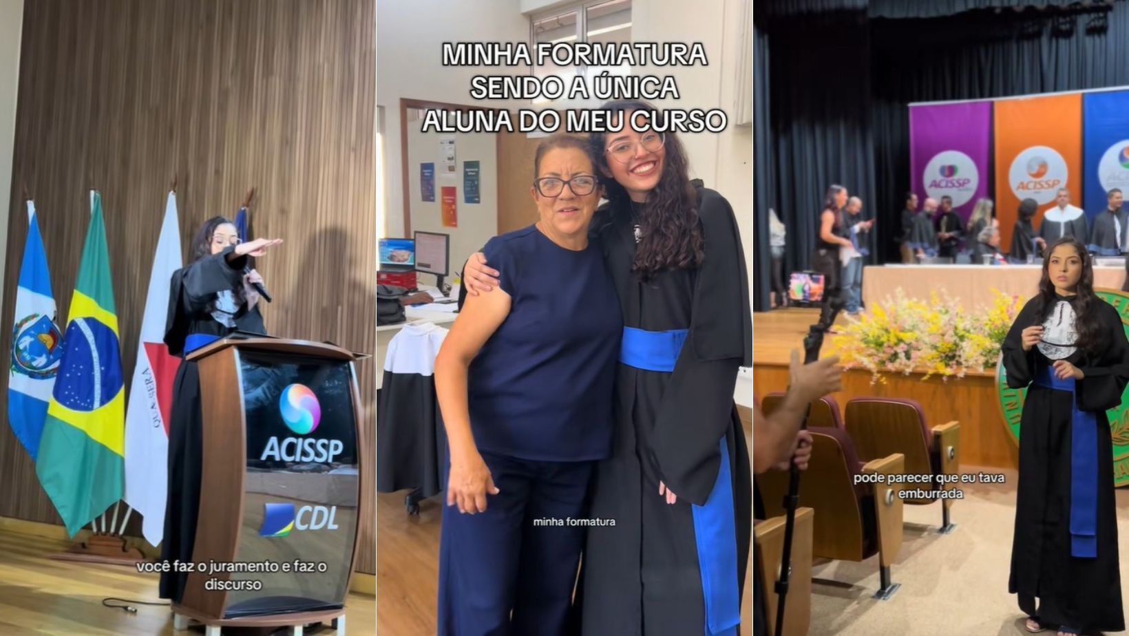 'Embaixadora da faculdade': mineira se forma sozinha após passar direto em curso
