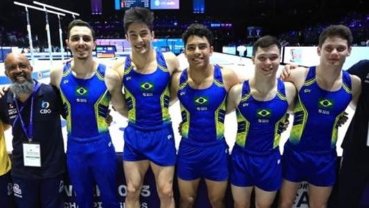 Equipe brasileira no Mundial de Ginástica, na Béçlgica