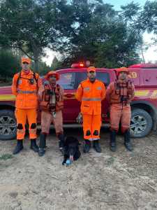 Equipe do Corpo de Bombeiros de Minas Gerais em Montes Claros, e o cão Zeus