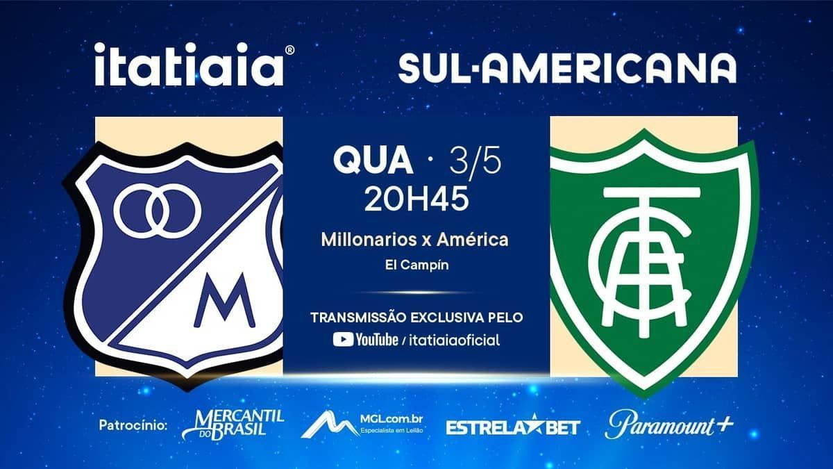 Millonarios-COL x América: acompanhe a partida da Sul-Americana ao vivo na Itatiaia