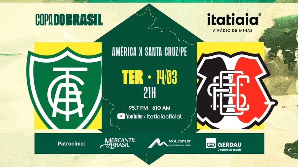 América x Santa Cruz: acompanhe ao vivo na Itatiaia
