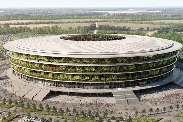 Sérvia projeta inauguração de 'estádio na árvore' e quer final da Liga Europa; veja fotos