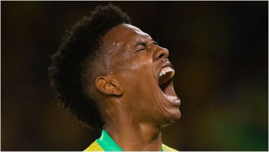 Estêvão, do Chelsea-ING, em ação com a camisa da Seleção Brasileira