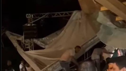 Estrutura de festa caiu com a chuva e vento forte em Ponte Nova
