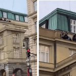 Vídeo: estudantes se agarram à fachada de universidade para fugir de ataque em Praga