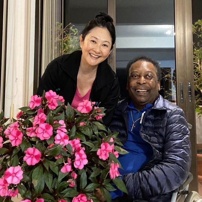 Pelé e sua terceira esposa, Márcia Aoki