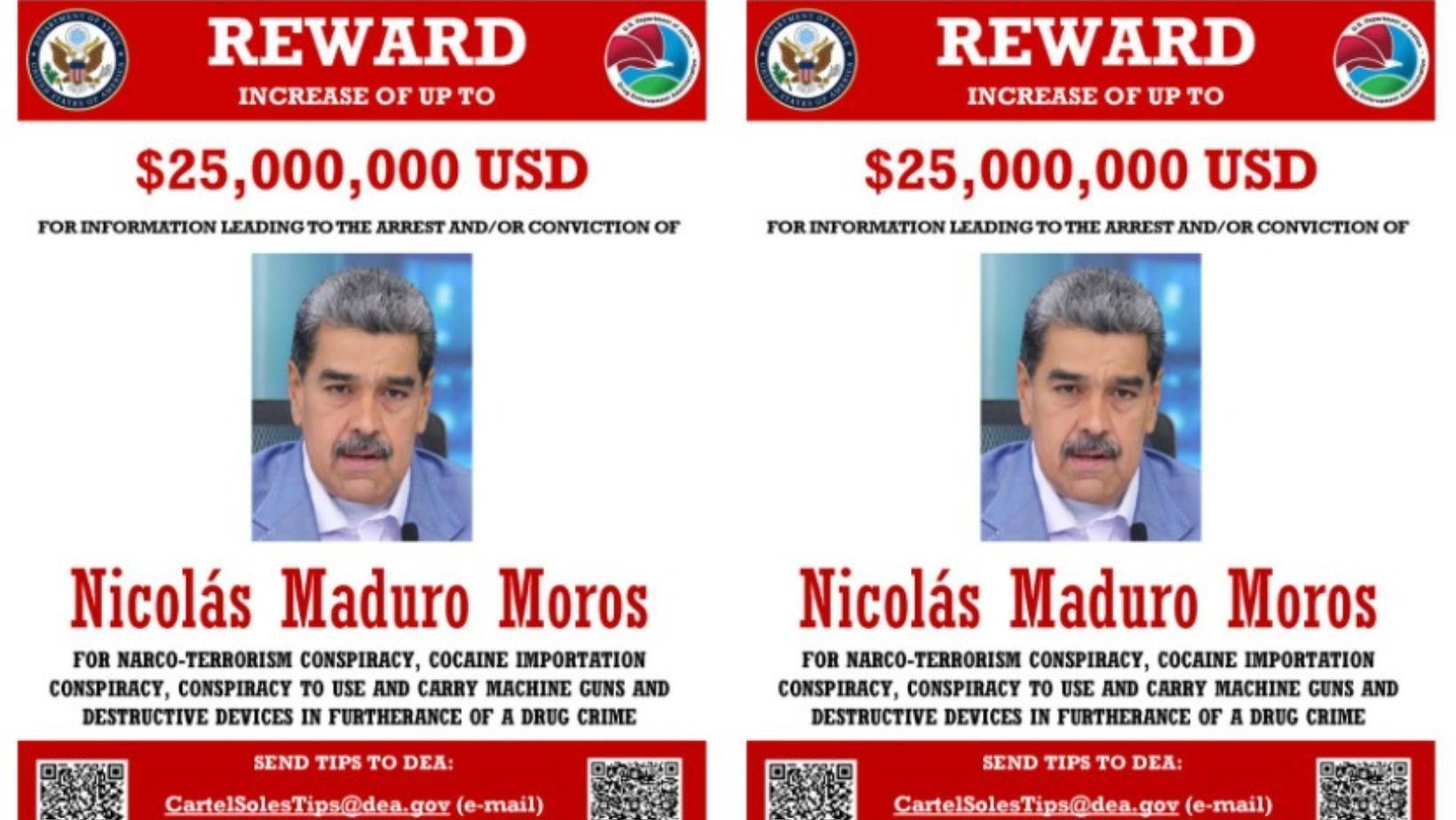 EUA colocam Maduro na lista de procurados e oferecem recompensa milionária por sua prisão