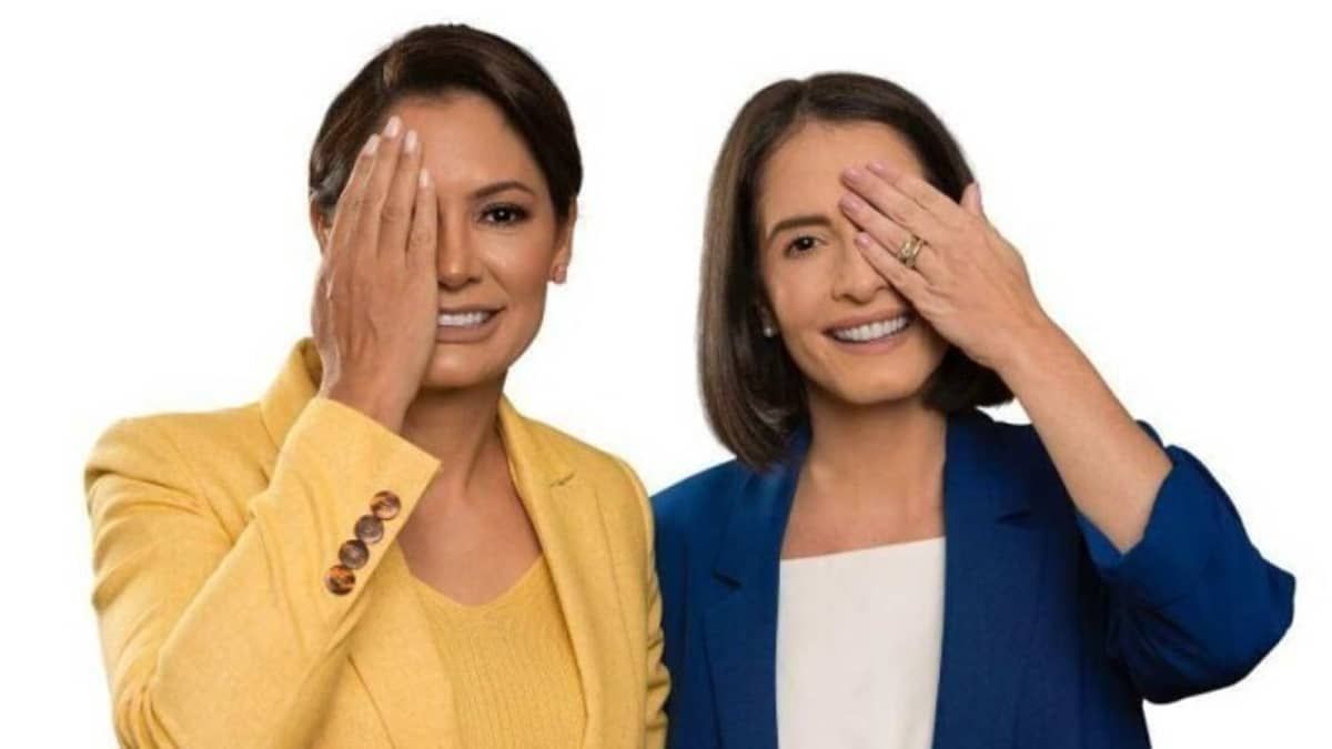 Michelle Bolsonaro e Amália Barros ironizam críticas sobre a ex-primeira dama ter colocado prótese ocular da deputada no bolso