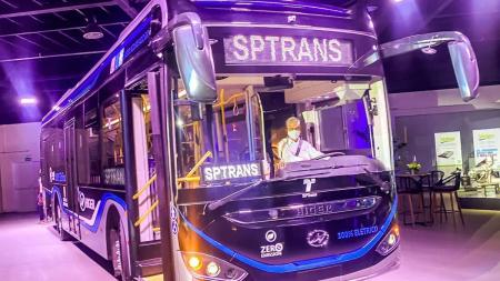 Exemplo de ônibus elétrico em São Paulo