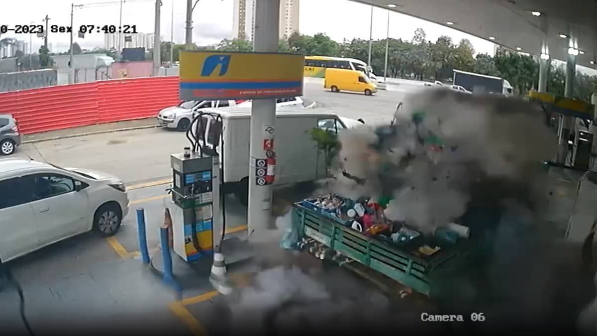 Vídeo mostra explosão em posto de combustíveis durante abastecimento com GNV em SP