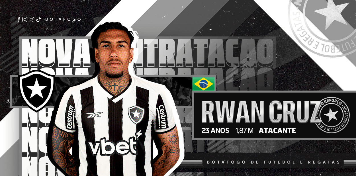 Botafogo anuncia contratação do atacante Rwan Cruz, ex-Vasco e Santos