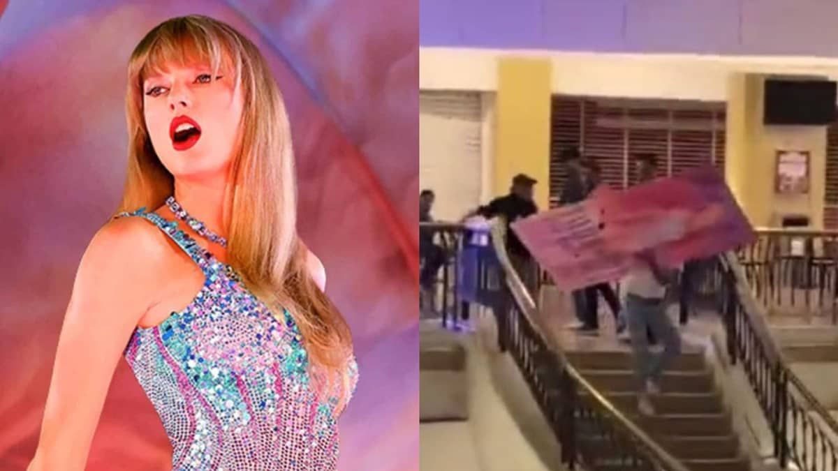 Vídeo de fã roubando banner do filme de Taylor Swift em shopping viraliza