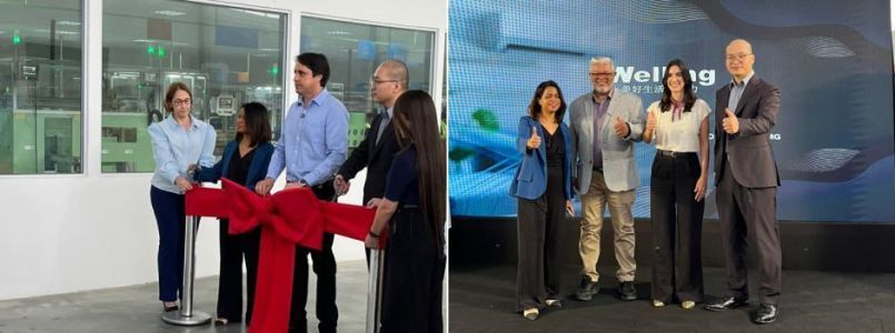 Executivos da empresa na solenidade de inauguração