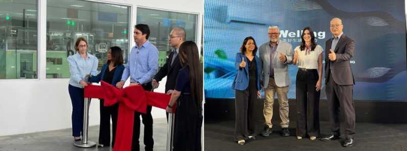 Executivos da empresa na solenidade de inauguração