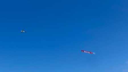 Faixa em provocação ao Boca Juniors