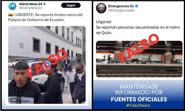 Polícia equatoriana diz que imagens de ataques divulgadas nas redes sociais são falsas