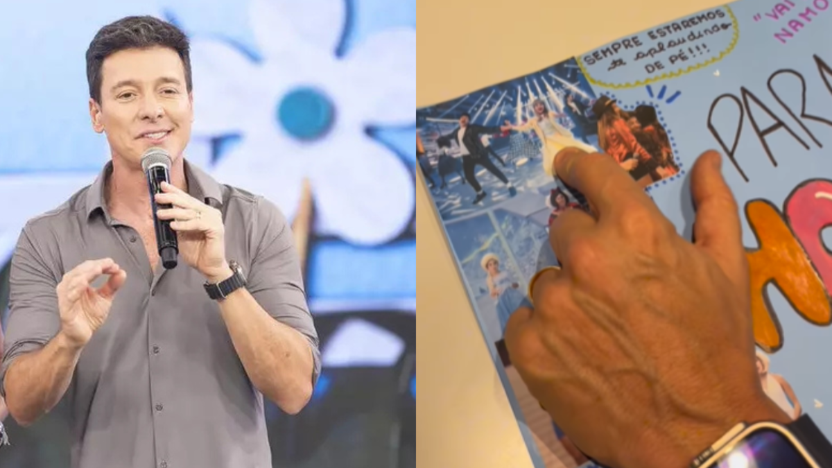 Rodrigo Faro encerra com a Record TV, recebe presente e lamenta : 'Triste porque acabou'