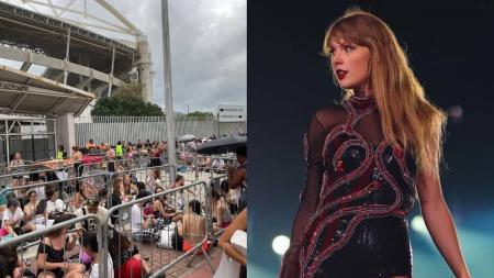 Fãs chegaram de manhã na fila do show de Taylor Swift no Rio de Janeiro, neste domingo (19)