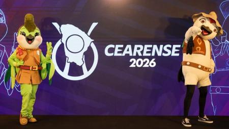 Mascotes do Campeonato Cearense durante Conselho Técnico da competição