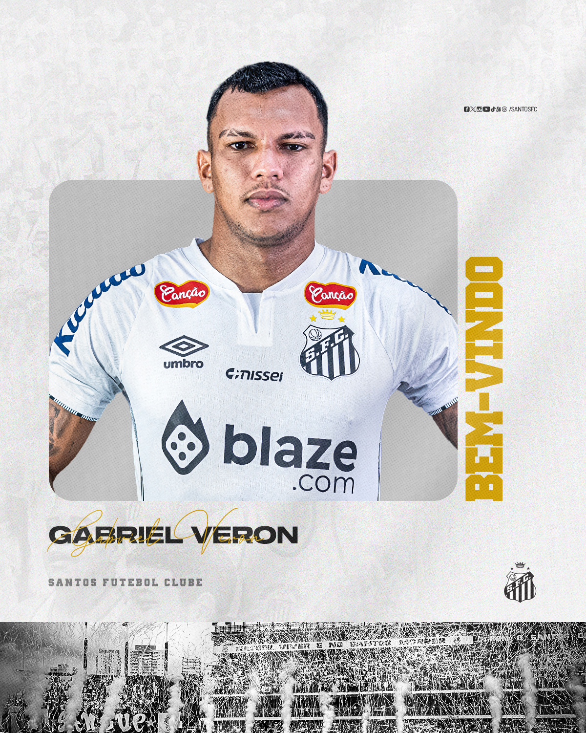 Santos anuncia contratação de Gabriel Veron, ex-Cruzeiro