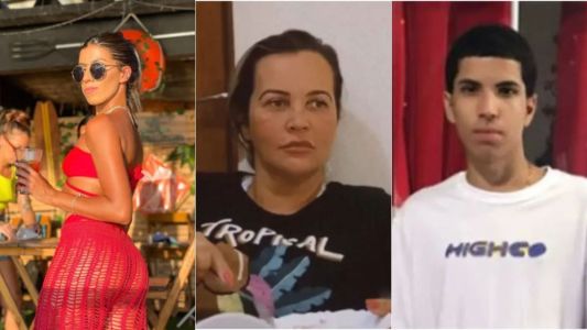 Fernanda Cabral (enteada) à esquerda; no meio, Cíntia Mariano (acusada); à direita, Lucas Mariano (evenenado que sobreviveu).