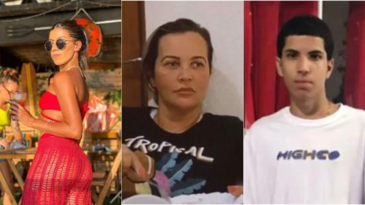 Fernanda Cabral (enteada) à esquerda; no meio, Cíntia Mariano (acusada); à direita, Lucas Mariano (evenenado que sobreviveu).