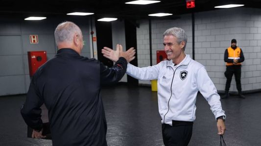 Felipão, diretor do Athletico, e Luís Castro, técnico do Botafogo, na Arena da Baixada