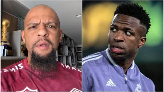 Felipe Melo (esq), do Fluminense, e Vinícius Júnior, do Real Madrid