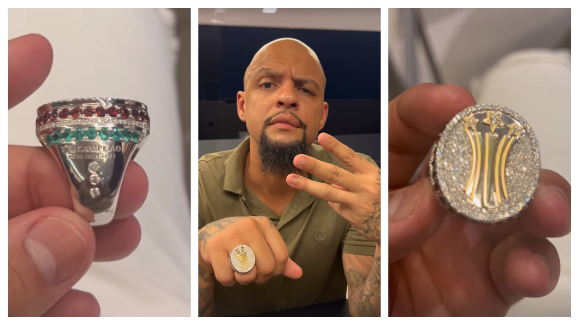 Felipe Melo exibe anel de diamantes pelo Tri da Libertadores: 'Presente de Natal'