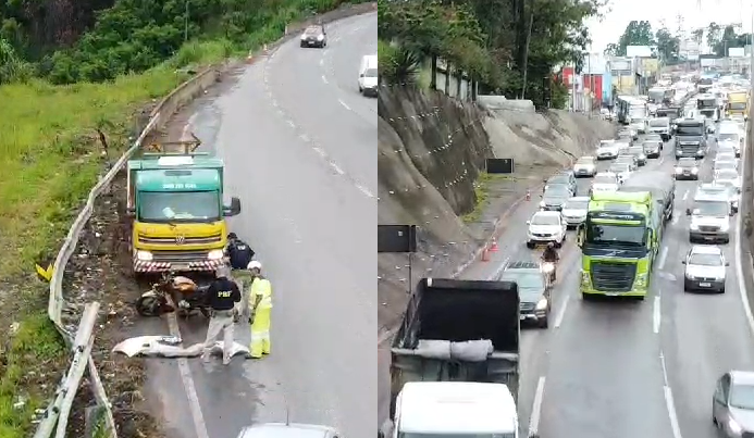 Caos na Fernão Dias: acidente e veículo com defeito travam trânsito na Grande BH
