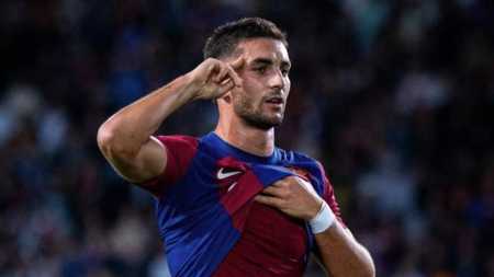 Ferrán Torres durante partida do Barcelona pela Champions League