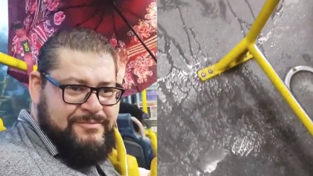 Vídeo: goteira faz passageira abrir guarda-chuva dentro de ônibus em BH
