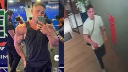 Pedro Camilo, de 24 anos, foi preso em flagrante; imagens registraram o agressor saindo de quarto com as mãos feridas.