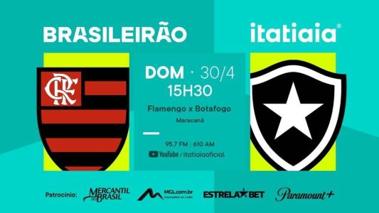 Flamengo e Botafogo se enfrentam às 16h deste domingo, com transmissão da Itatiaia