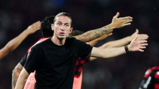 Filipe Luís, técnico do Flamengo, em partida da Série A