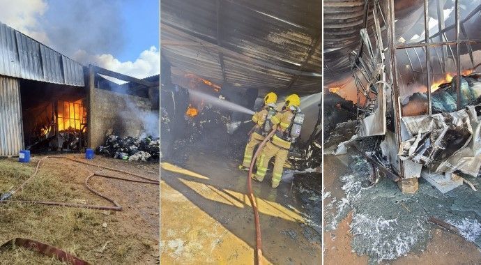 Bombeiros levam quase 10 horas para controlar incêndio em fábrica de estopa em Minas