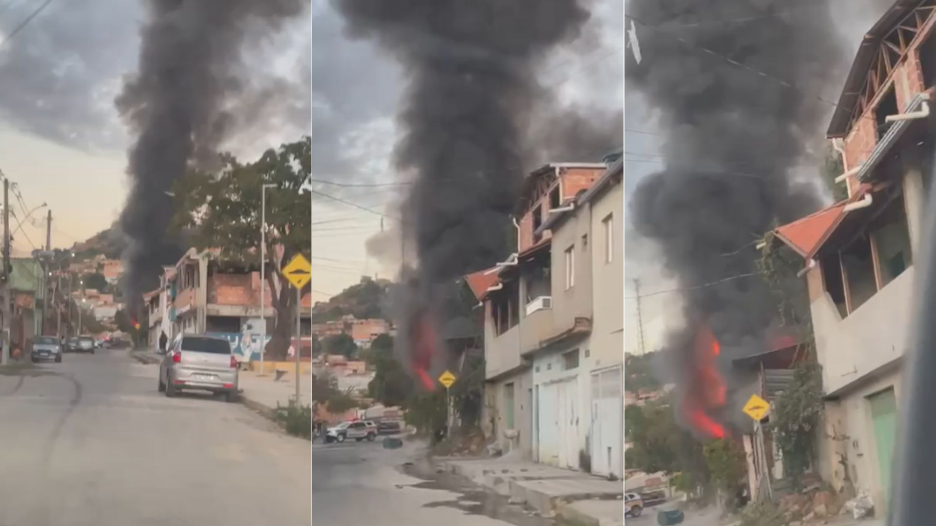 Incêndio de grandes proporções em casa mobiliza bombeiros em Ribeirão das Neves (MG)