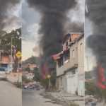 Incêndio de grandes proporções em casa mobiliza bombeiros em Ribeirão das Neves (MG)