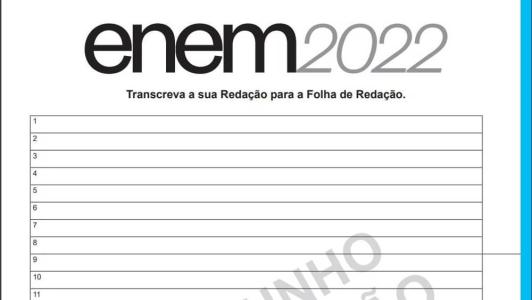 Folha de rascunho da redação do Enem 2022