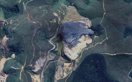 Foto aérea mostra barragem Forquilha V