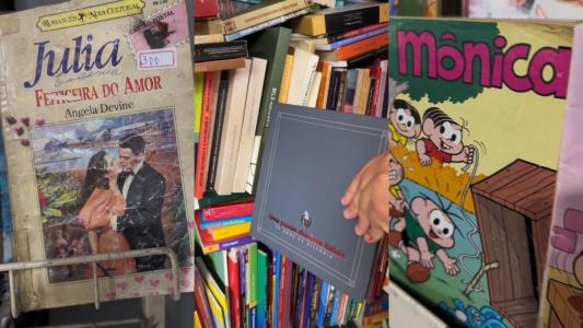 Fotos mostram livros usados à venda em Belo Horizonte