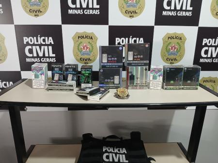Materiais apreendidos pela Polícia Civil de Minas Gerais