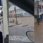 Chuva intensa provoca alagamentos e deixa pessoas ilhadas em Mariana; veja imagens