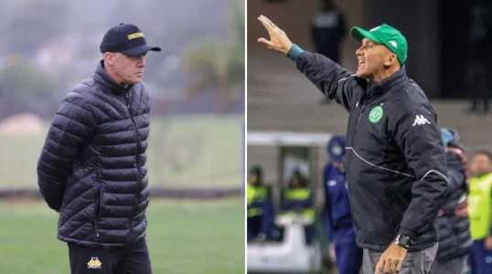 Técnicos Eduardo Baptista, do Criciúma, e Gilmar Dal Pozzo, da Chapecoense