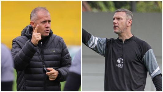 Técnicos Eduardo Baptista (Criciúma) e Vinicius Bergantin (Ferroviária)