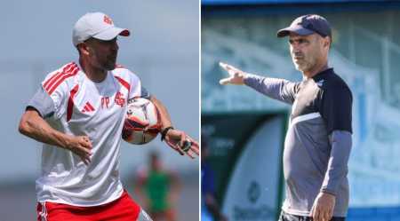 Técnicos Paulo Pezzolano, do Inter, e Rogério Zimmermann, do Novo Hamburgo