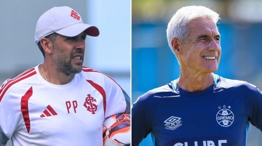Técnicos Paulo Pezzolano, do Inter, e Luís Castro, do Grêmio